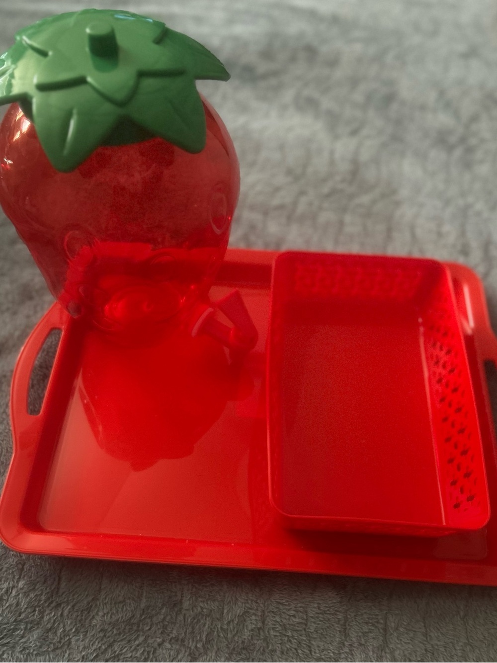 Strawberry Party or Kids Play Tray Set - Red/Green